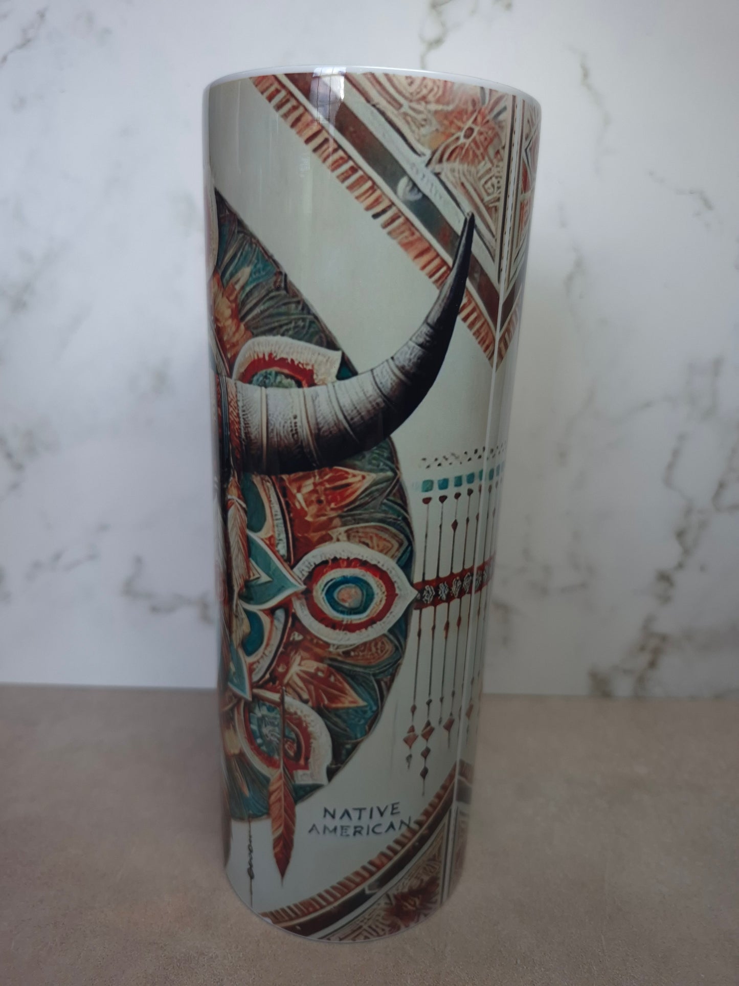 20 oz Cow Skull Turquoise Tumbler