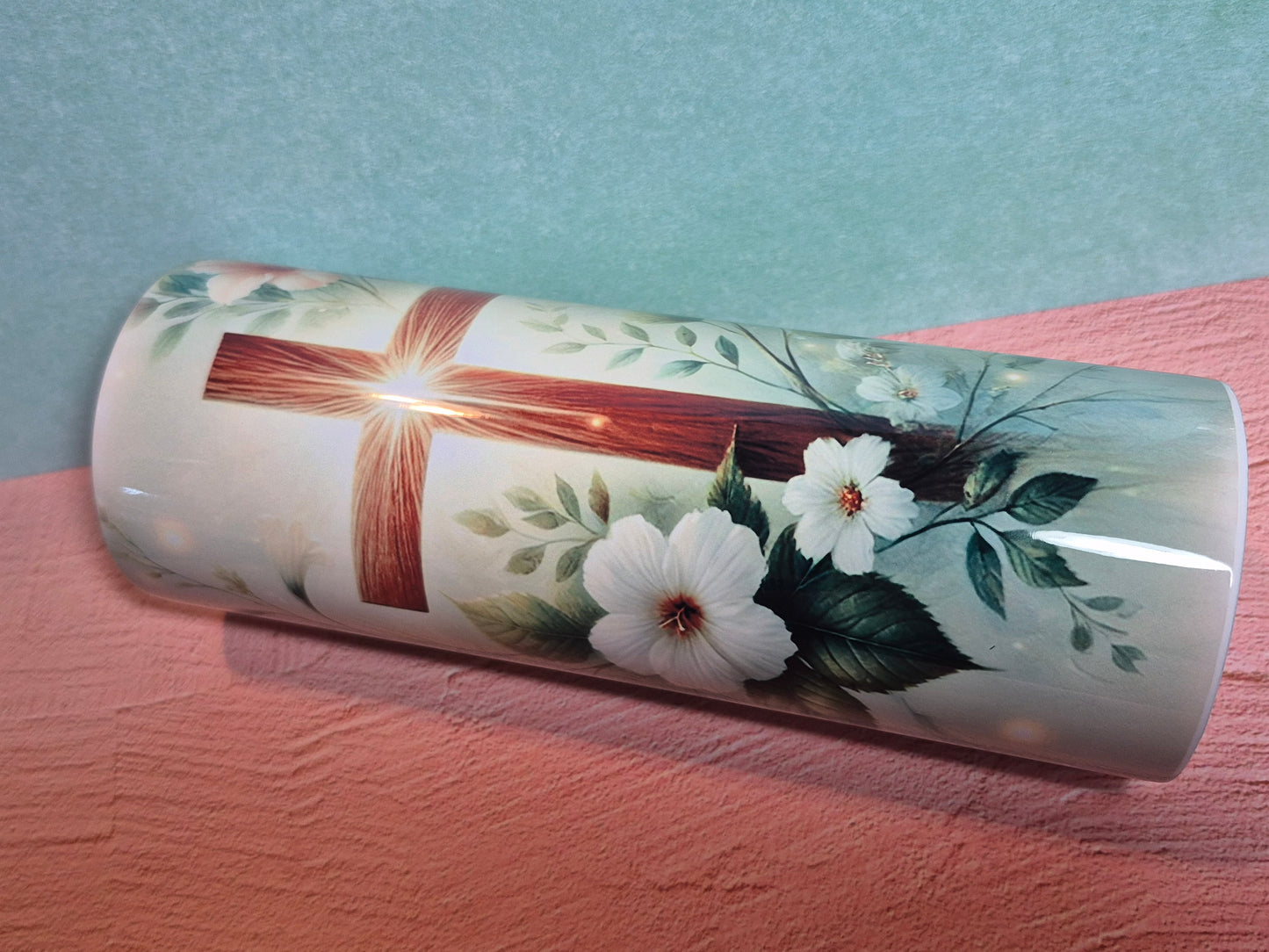 20 oz Cross with Flowers Tumbler