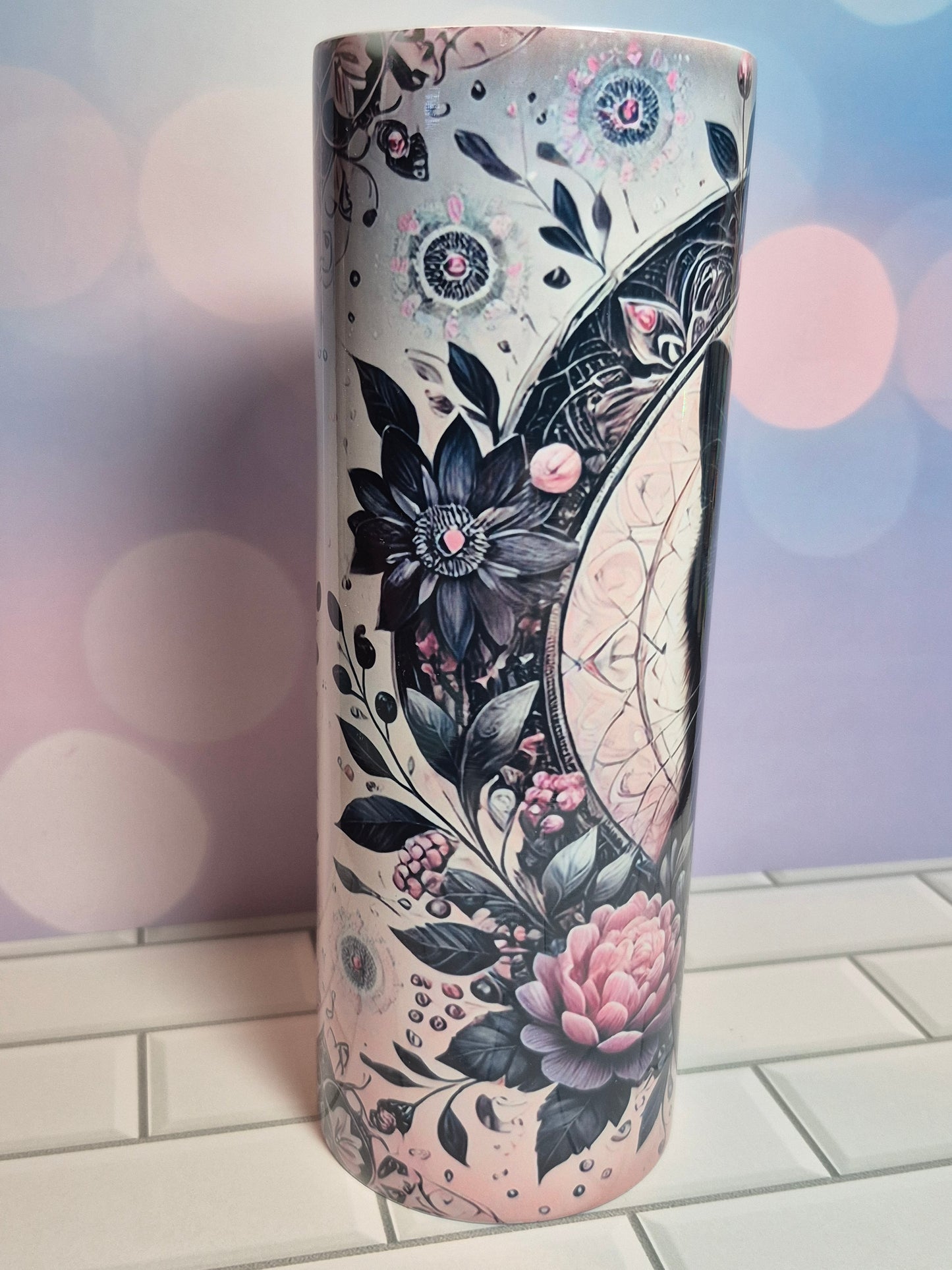 20 oz Purple Jeweled Cat Tumbler
