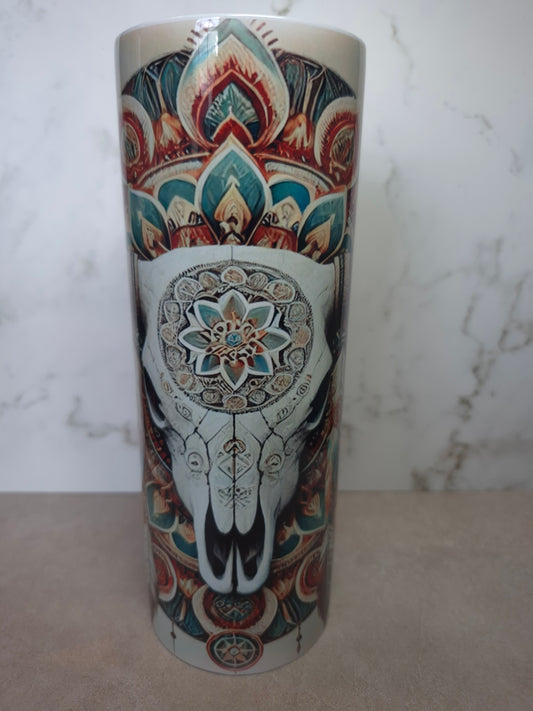 20 oz Cow Skull Turquoise Tumbler