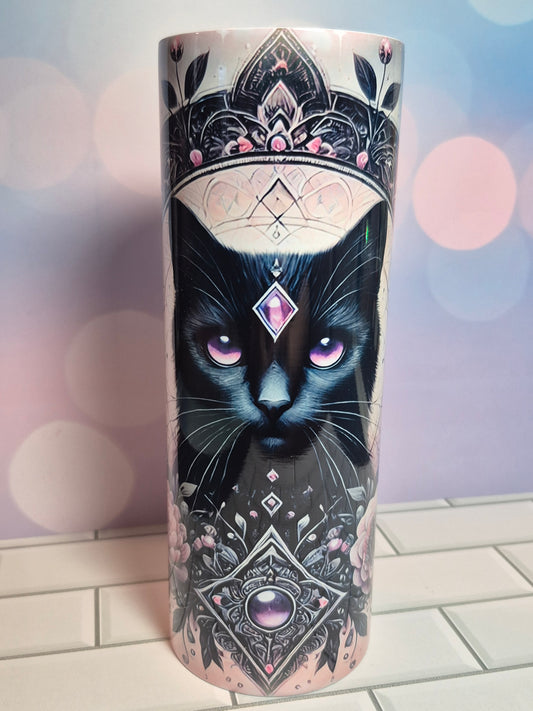 20 oz Purple Jeweled Cat Tumbler